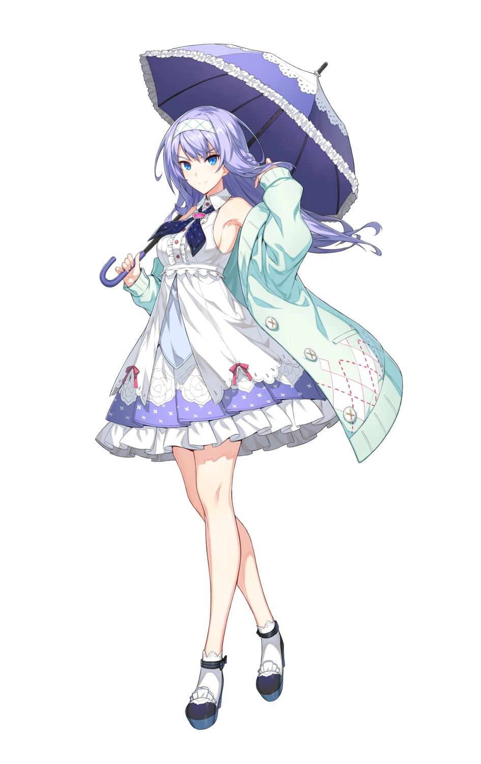 closers, dress, heels, sweater, tagme, umbrella, violet_(closers)