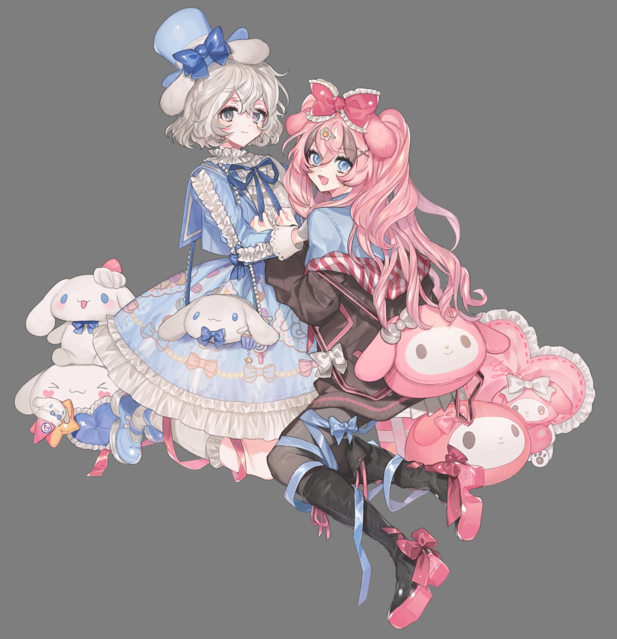 cinnamoroll, dress, heels, lolita_fashion, lunch_(lunchicken), my_melody, sanrio, transparent_png