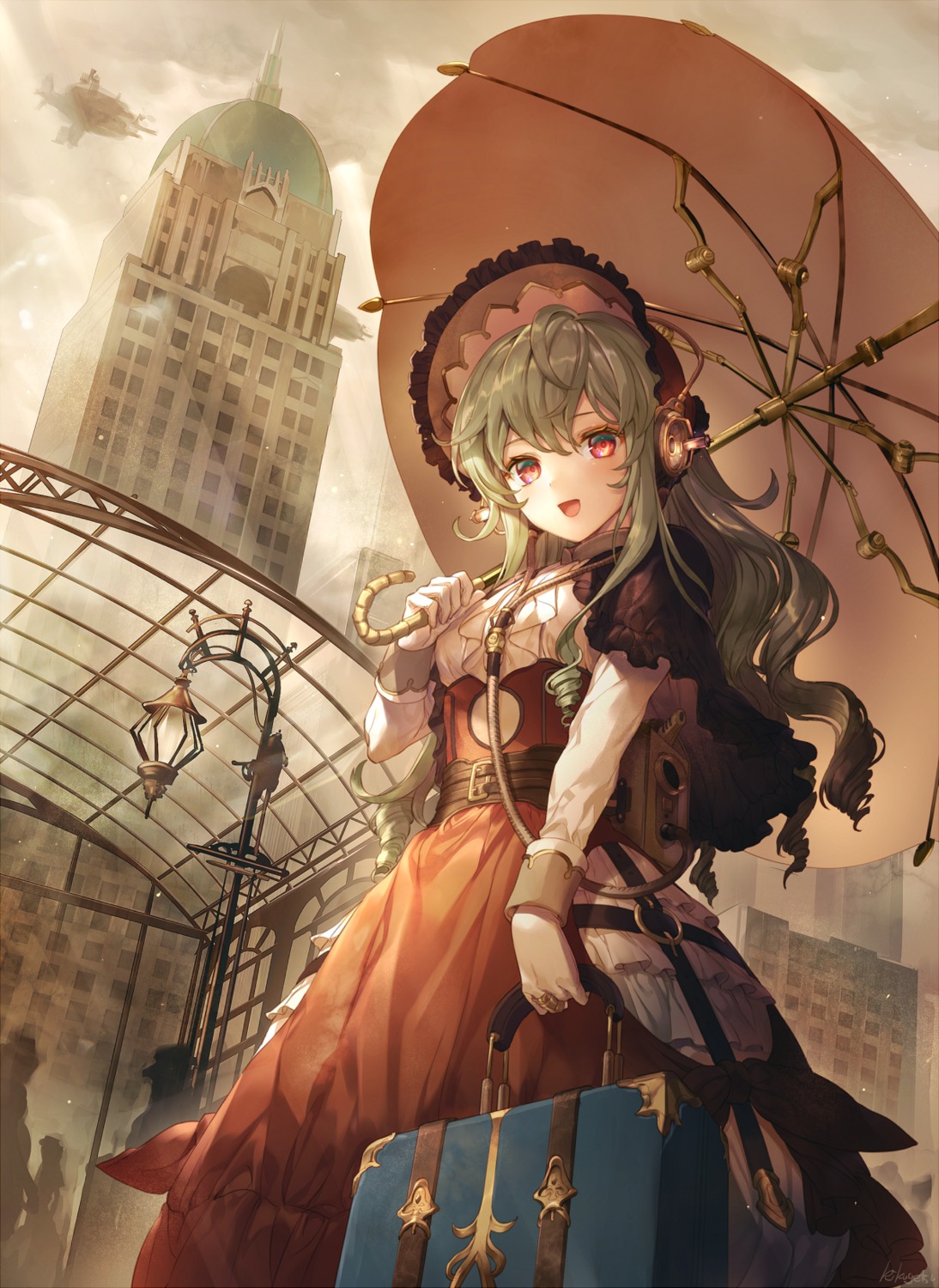 dress, headphones, kikugetsu, lolita_fashion, umbrella