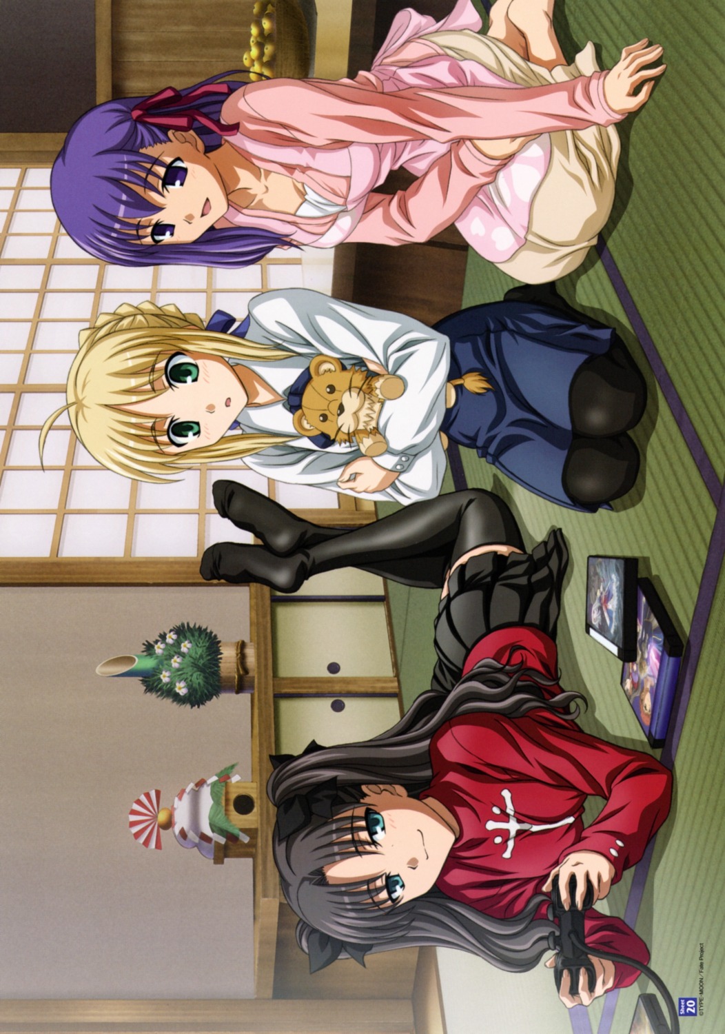 artoria_pendragon_(fate), fate/stay_night, ishihara_megumi, matou_sakura, thighhighs, toosaka_rin
