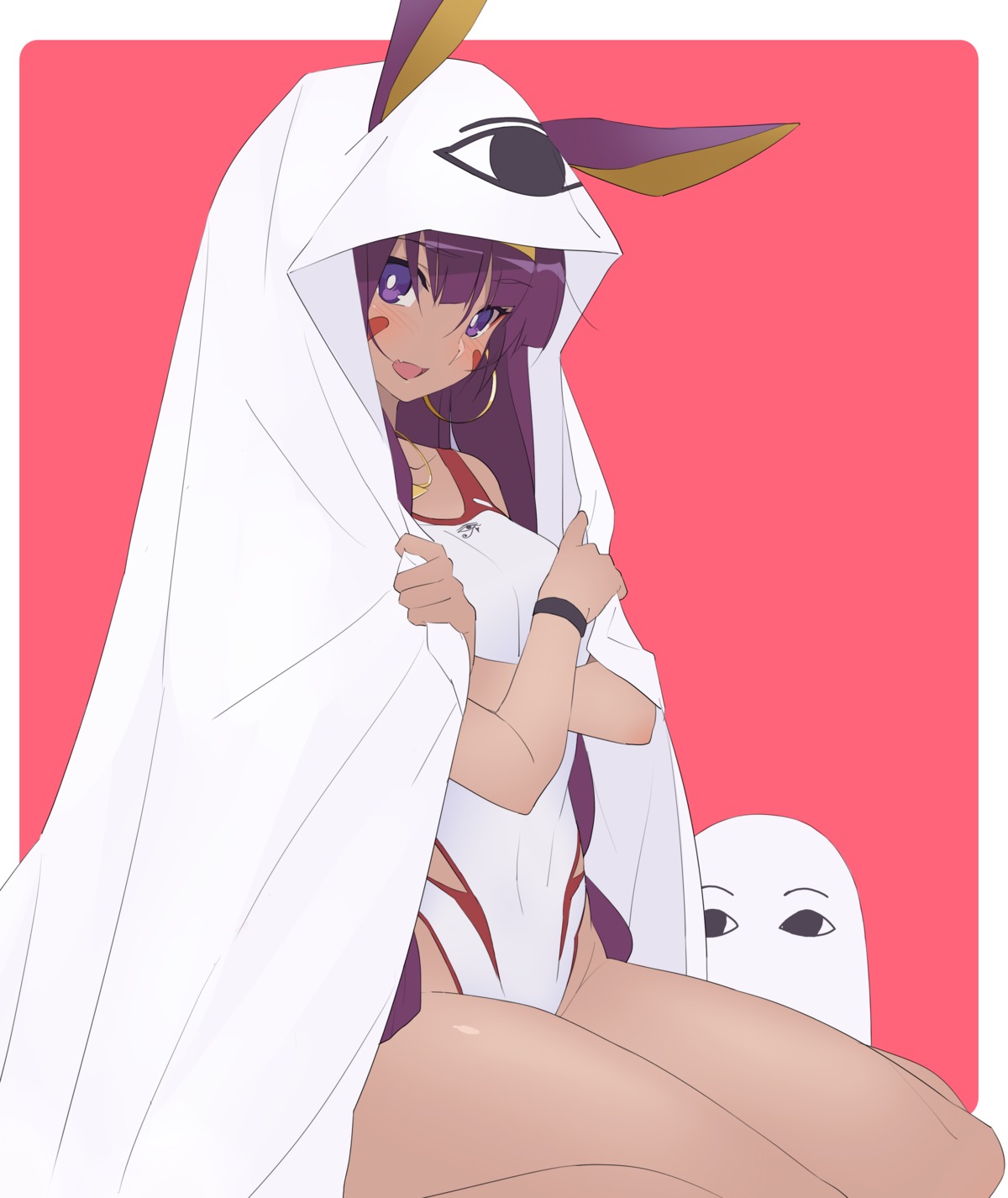 animal_ears, breast_hold, bunny_ears, fate/grand_order, medjed, nitocris_(fate), pu-chin, swimsuits