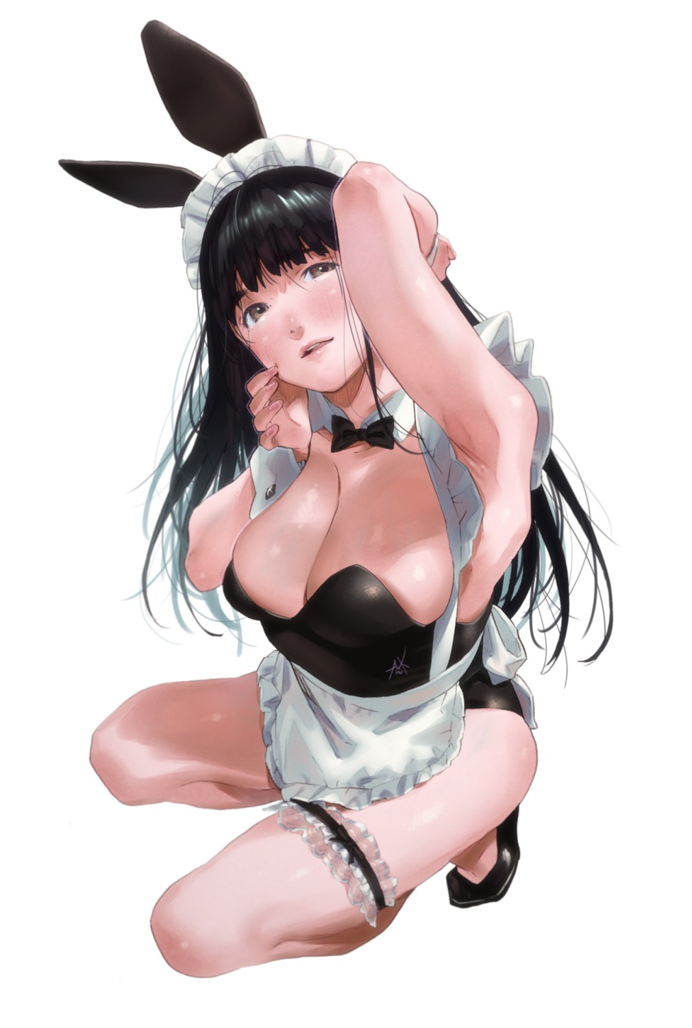 animal_ears, bunny_ears, bunny_girl, cleavage, garter, kamiyama_aya, maid