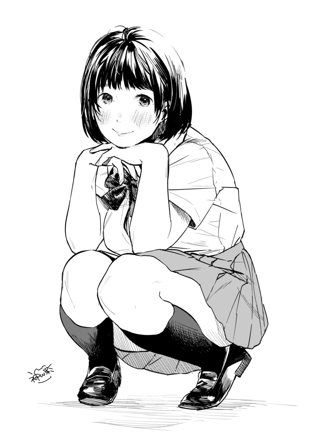 kamiyama_aya, monochrome, seifuku