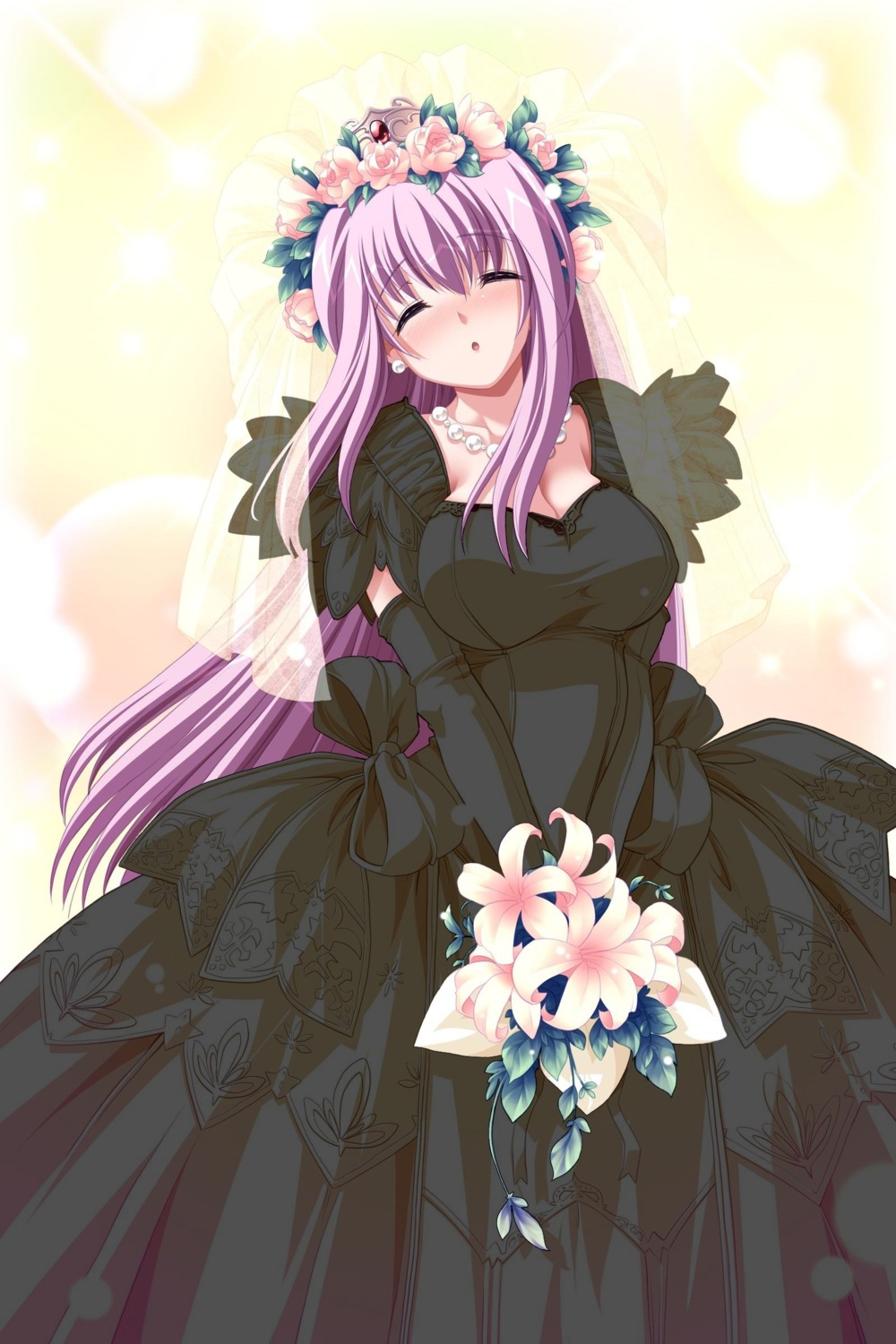 cleavage, dress, game_cg, hagall_valkyrie, see_through, shirogane_no_soleil, skyfish, tsurugi_hagane, wedding_dress