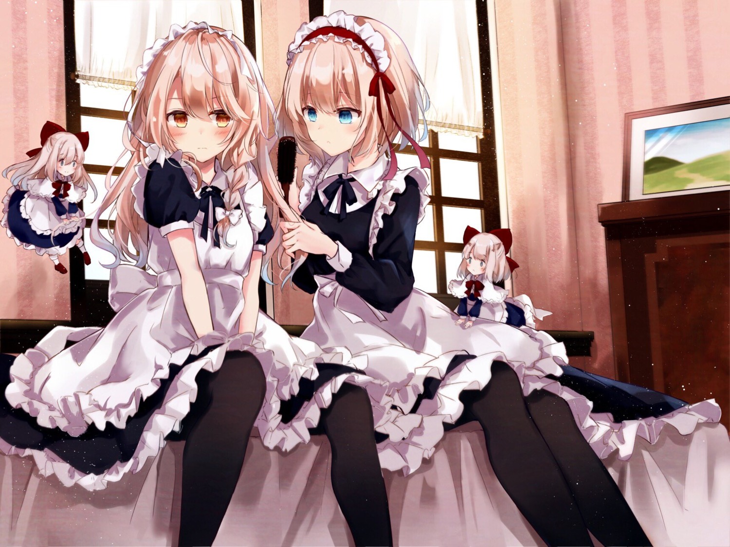 alice_margatroid, hourai_doll, kirisame_marisa, kisaragi_yuri, maid, pantyhose, shanghai_doll, touhou