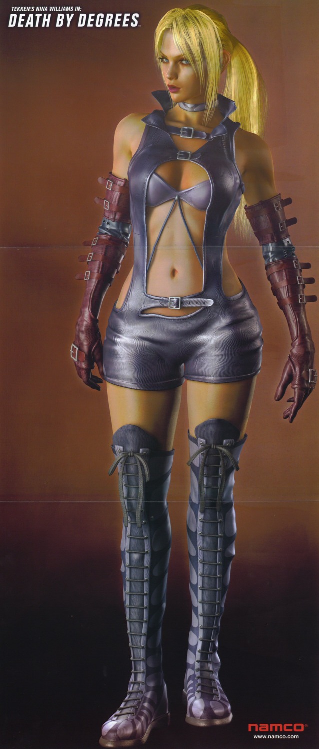 cg, cleavage, crease, death_by_degrees, namco, nina_williams, stick_poster, tekken