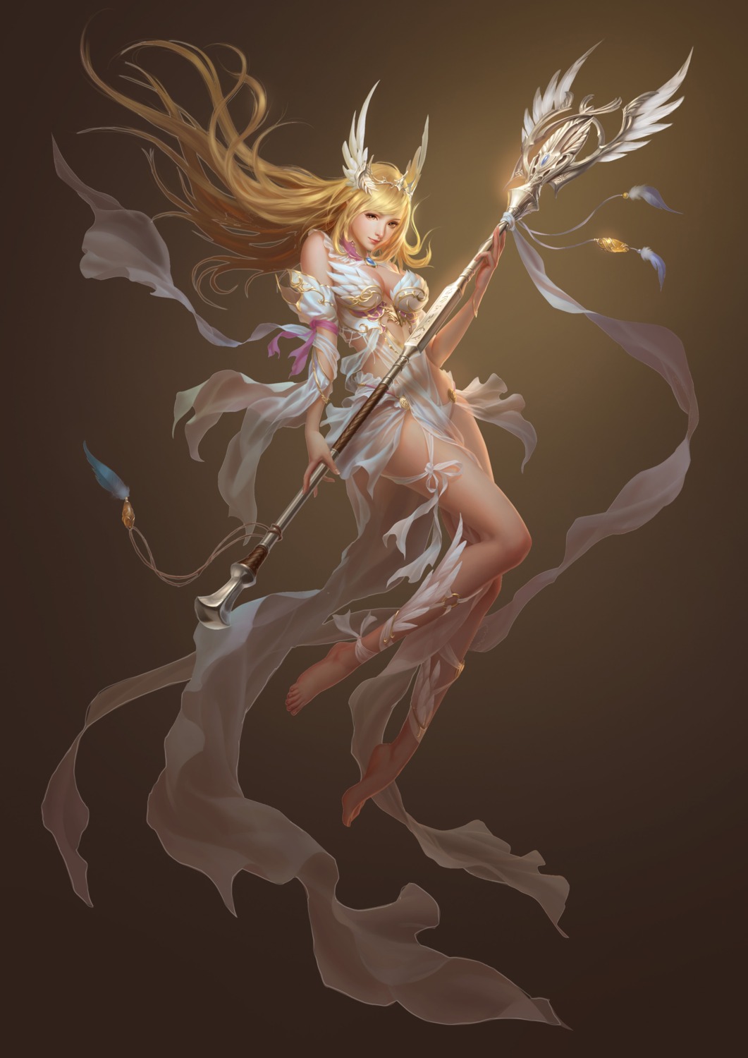 bikini_armor, cleavage, league_of_angels, see_through, tagme, weapon