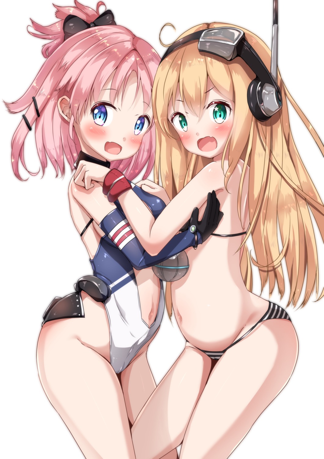 albacore_(azur_lane), azur_lane, bikini, dace_(azur_lane), headphones, mochiyuki, swimsuits