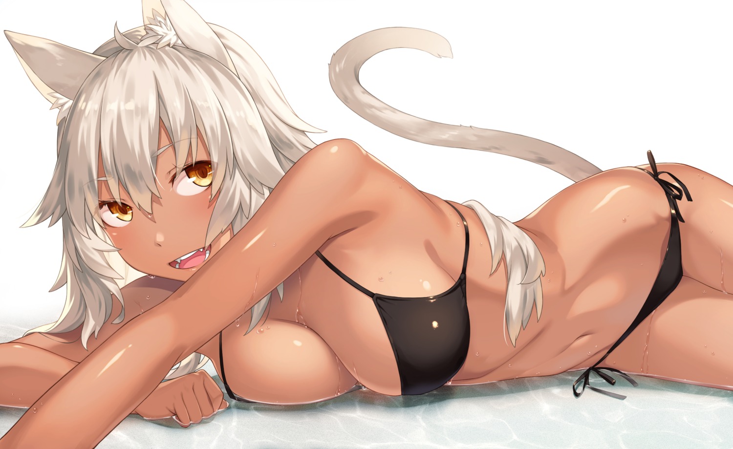animal_ears, bikini, kimura_(ykimu), swimsuits, tail, wet