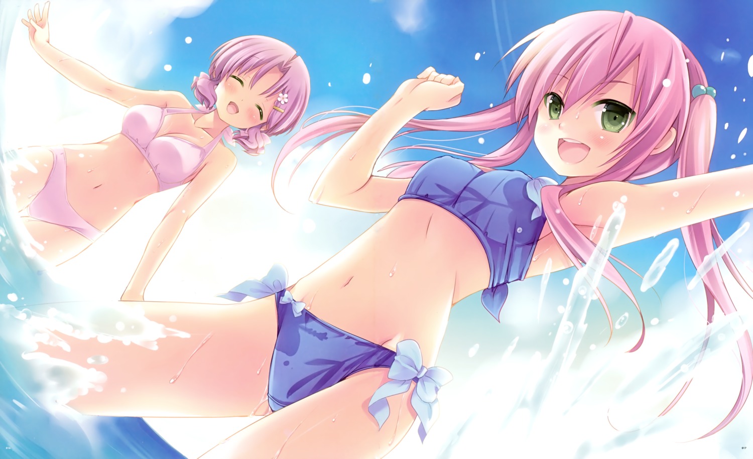 bikini, cafe_sourire, cleavage, cuffs, fixed, natsume_eri, swimsuits, wet