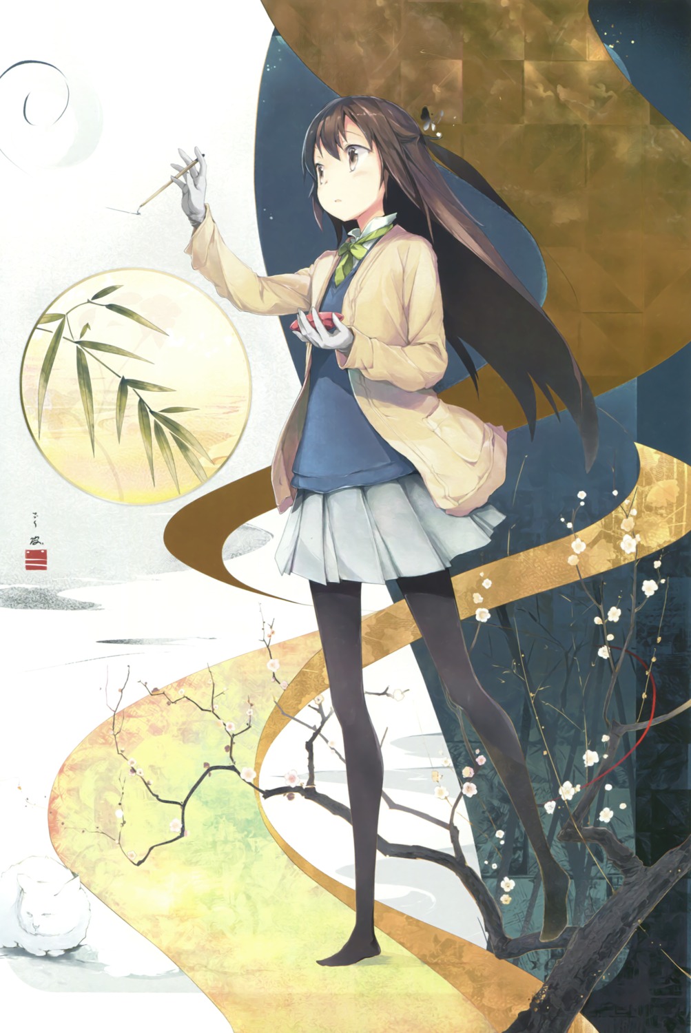 fue, pantyhose, seifuku, sweater
