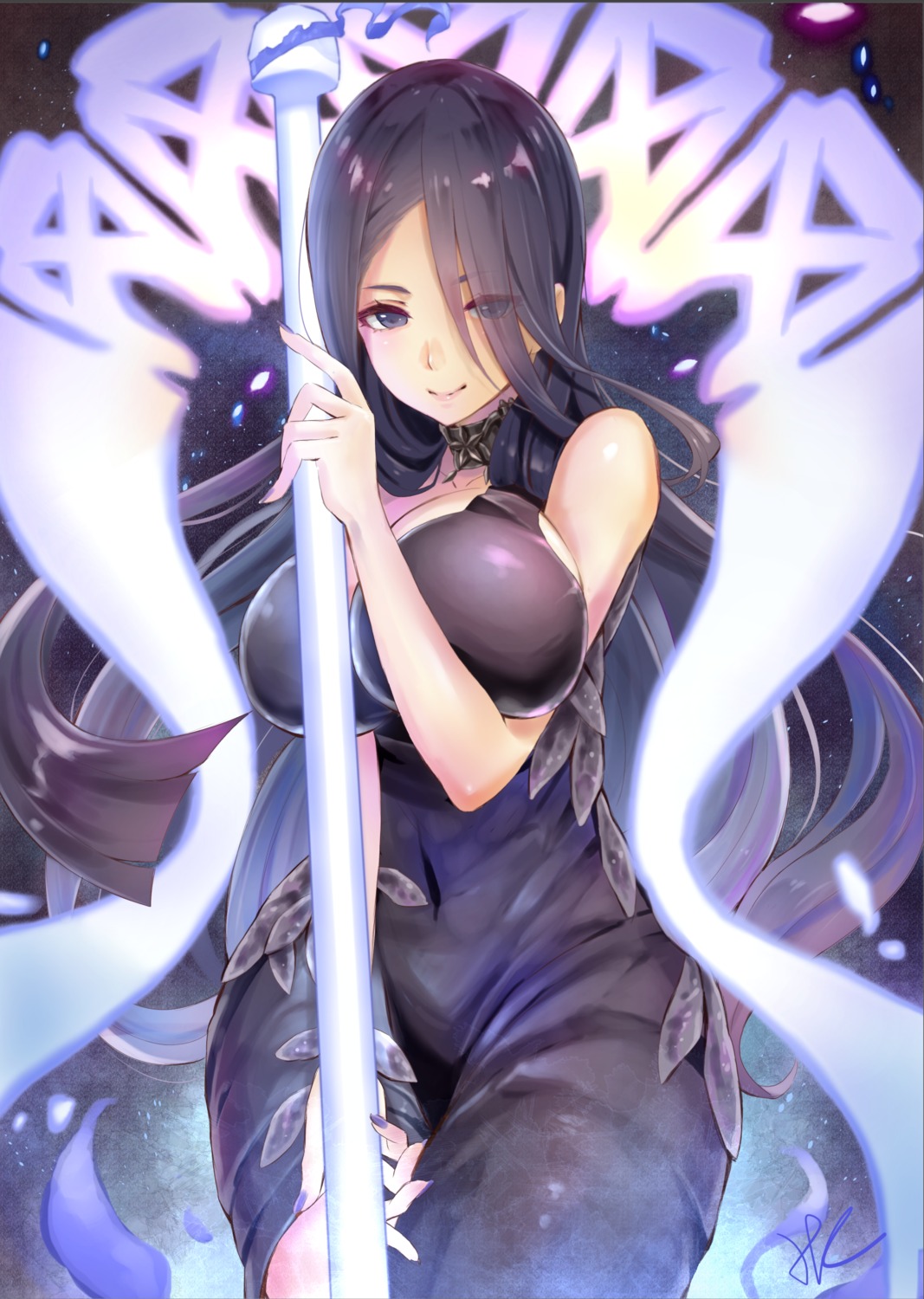 breast_hold, dress, hoshizaki_reita, kaguyahime_(sinoalice), sinoalice