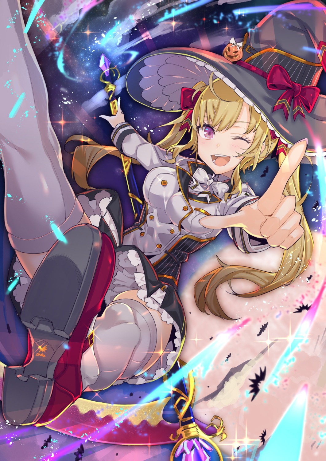 halloween, nijisanji, nijisanji_seeds, seifuku, tagme, tajima_ryuushi, takamiya_rion, thighhighs