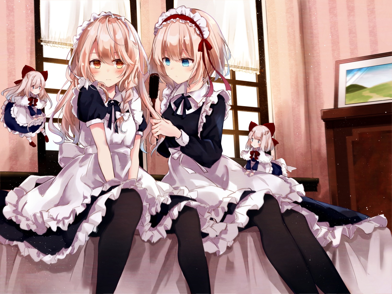 alice_margatroid, hourai_doll, kirisame_marisa, kisaragi_yuri, maid, pantyhose, shanghai_doll, touhou