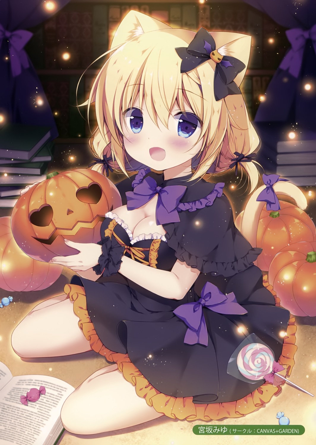 animal_ears, canvas+garden, cleavage, dress, halloween, kurumina_(canvas+garden), melonbooks, miyasaka_miyu, nekomimi, tail