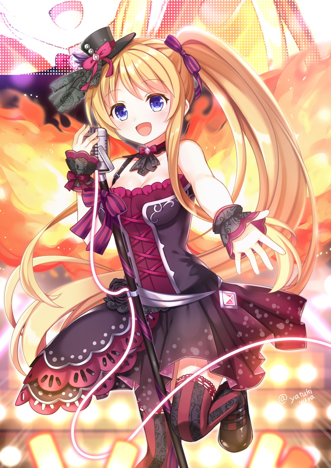 cleavage, dress, thighhighs, yatsuki_yura