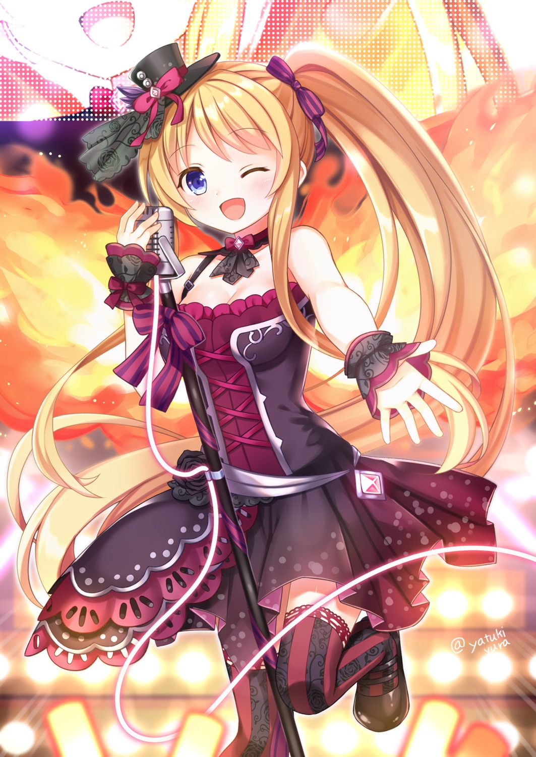 cleavage, dress, thighhighs, yatsuki_yura