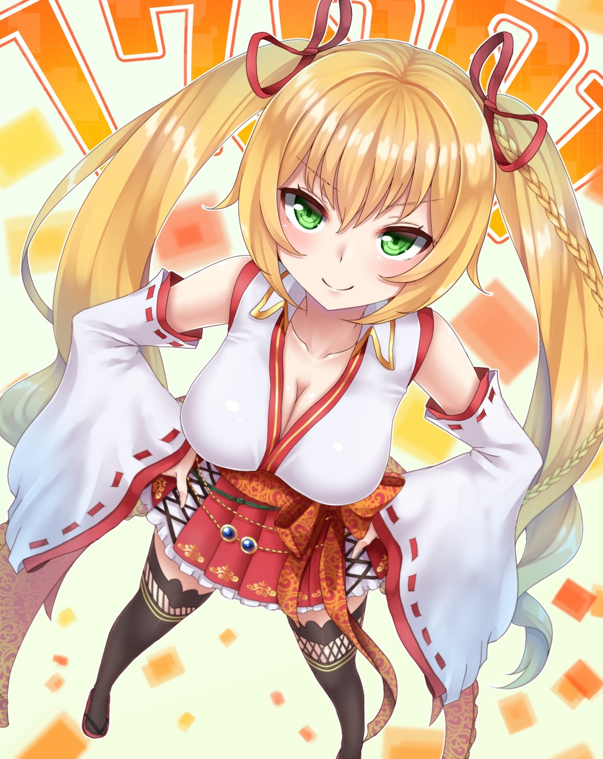 .live, awai_frevia, cleavage, idol-bu, kongou_iroha, miko, thighhighs