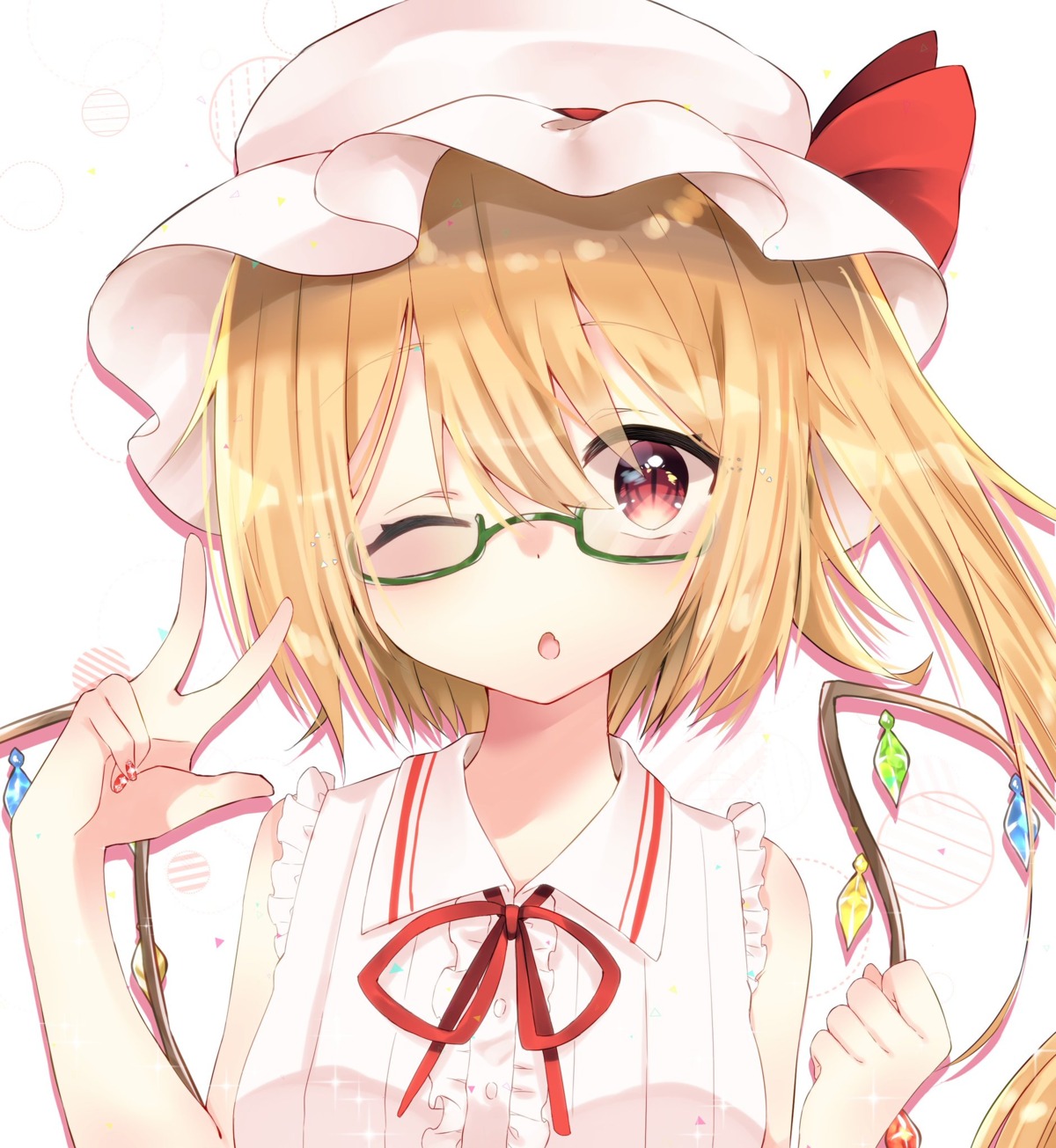 abe_suke, flandre_scarlet, megane, touhou, wings