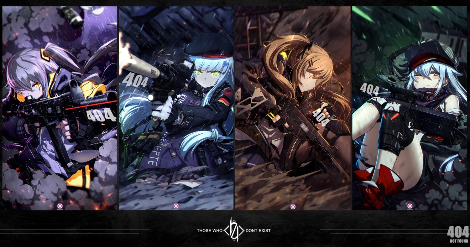 g11_(girls_frontline), garter, girls_frontline, gun, hk416_(girls_frontline), mahousho, pantyhose, thighhighs