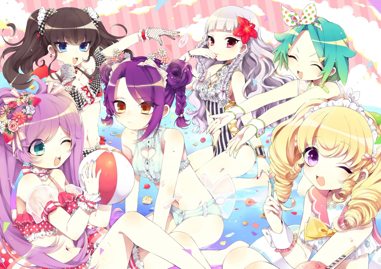 bikini, cleavage, idol_time_pripara, kouda_michiru, kurosu_aroma, manaka_lala, nijiiro_nino, pretty_series
