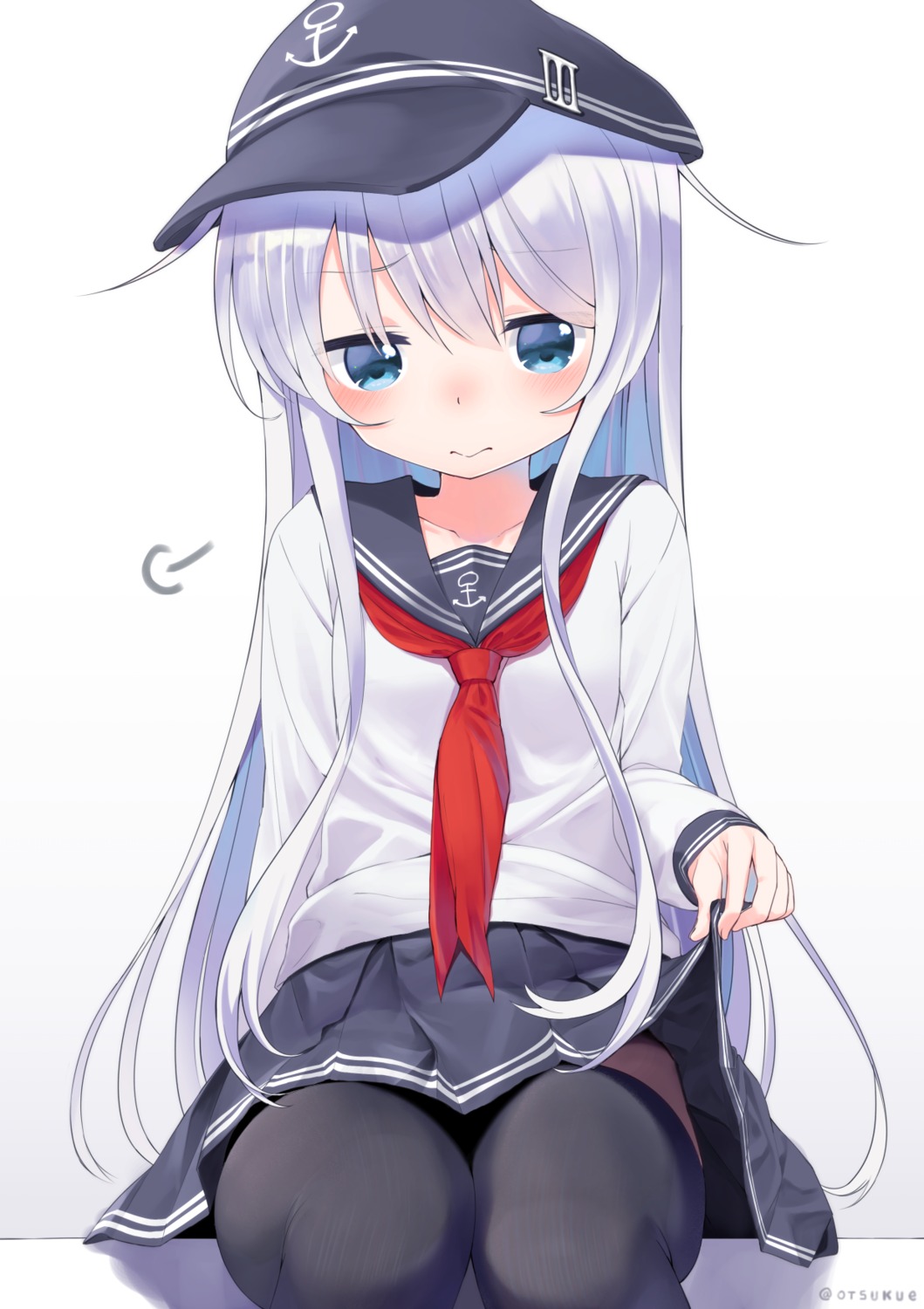 dx_(dekusu), hibiki_(kancolle), kantai_collection, seifuku, skirt_lift, thighhighs