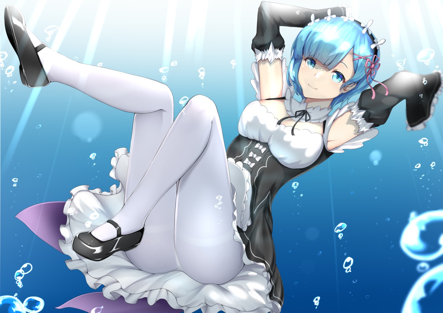 maid, mo_ying_yu, pantyhose, re:zero_kara_hajimeru_isekai_seikatsu, rem_(re_zero)