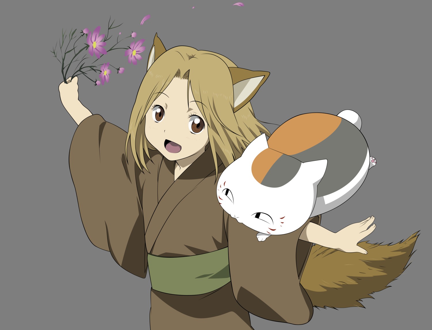animal_ears, kitsune, kogitsune, natsume_yuujinchou, nyanko, tail, transparent_png, vector_trace