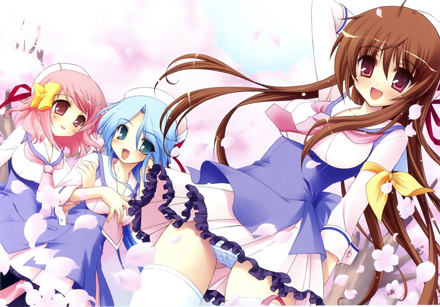 ichinose_yuuka, inugahora_an, mochizuki_maho, nakiusa, pantsu, seifuku, shimapan, tsunagaru★bangle