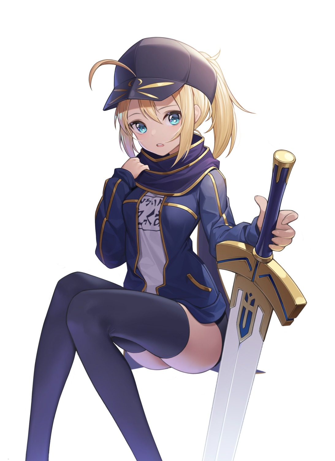 buruma, fate/grand_order, gym_uniform, heroine_x, mokew, sword, thighhighs