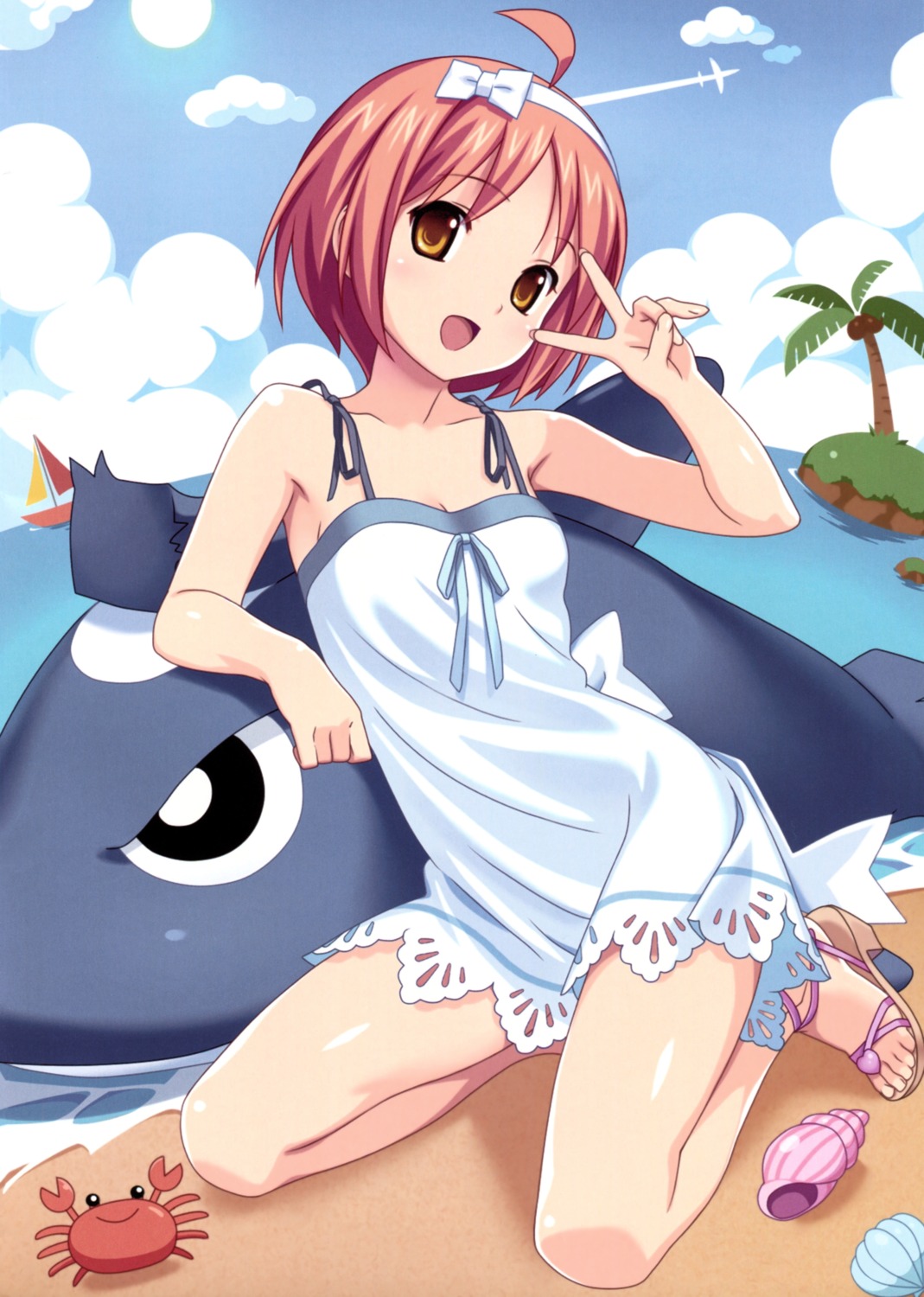 cleavage, dress, heels, koutaro, kusakari_natane, summer_dress, tropical_kiss