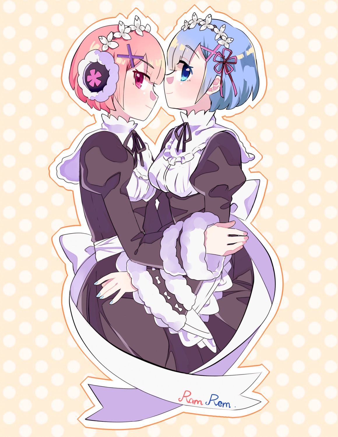 maid, mozuku, ram_(re_zero), re:zero_kara_hajimeru_isekai_seikatsu, rem_(re_zero)