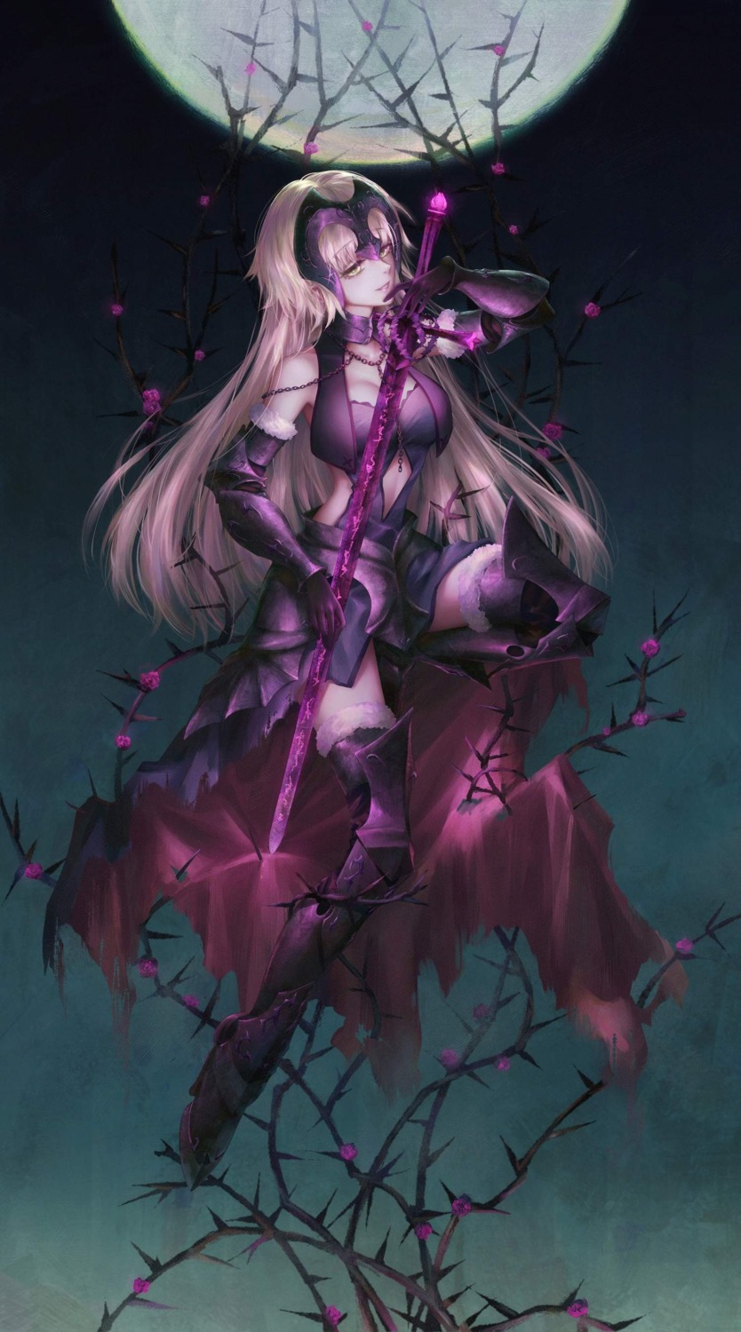 armor, cleavage, dine&rita, fate/grand_order, heels, jeanne_d'arc, jeanne_d'arc_alter_(fate), sword, thighhighs
