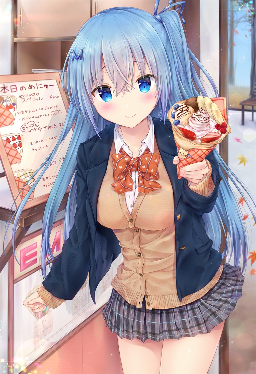 emori_miku, emori_miku_project, maruma_(maruma_gic), seifuku, sweater