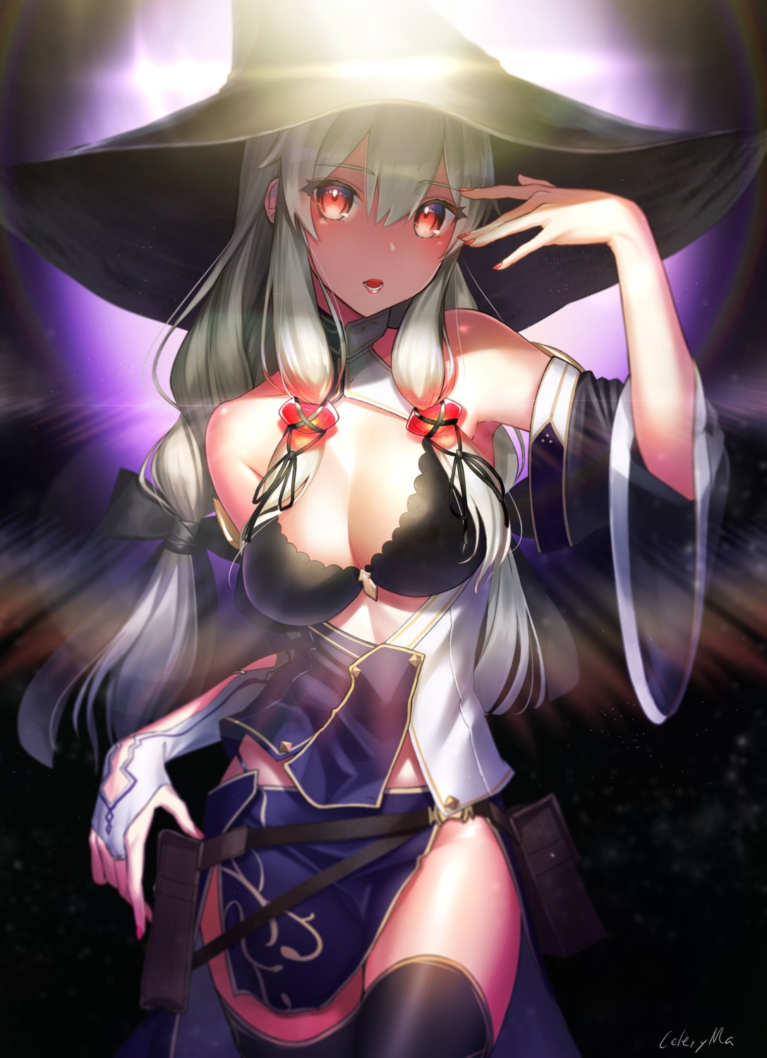 bra, celeryma, cleavage, thighhighs, witch