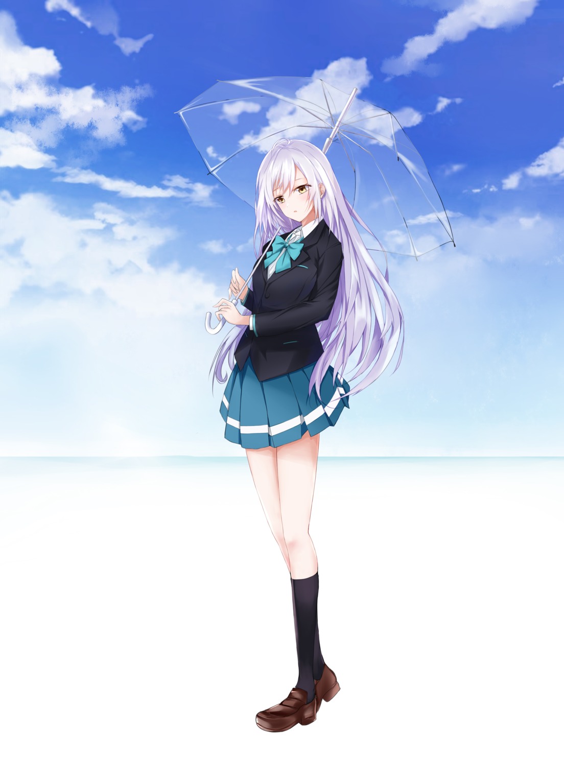 heels, irozuku_sekai_no_ashita_kara, karasu, seifuku, tsukishiro_hitomi, umbrella