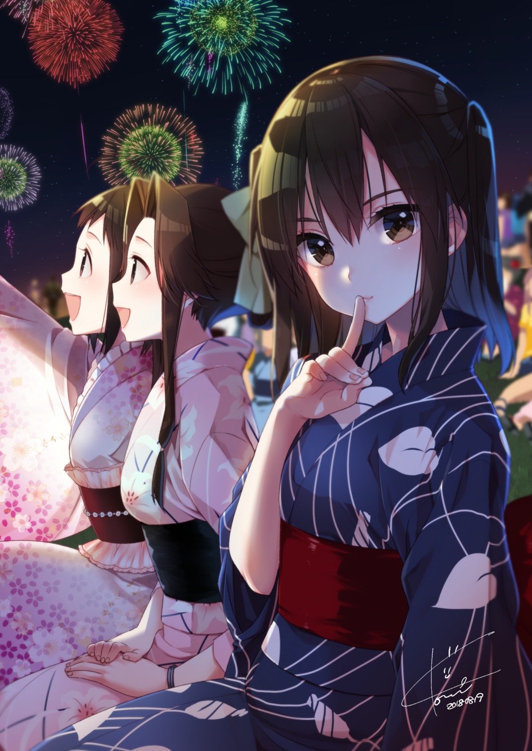 jintsuu_(kancolle), kantai_collection, koruri, naka_(kancolle), sendai_(kancolle), yukata