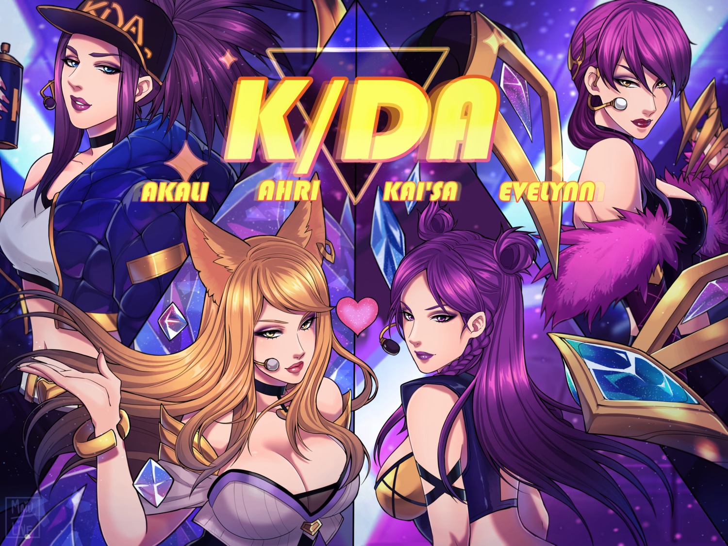 ahri, akali, animal_ears, cleavage, evelynn, kai'sa, league_of_legends, maiulive