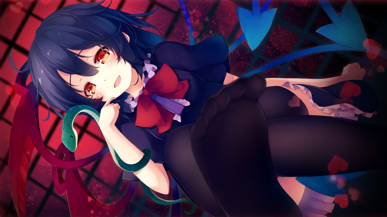 feet, gengetsu_chihiro, houjuu_nue, thighhighs, touhou, wallpaper, wings