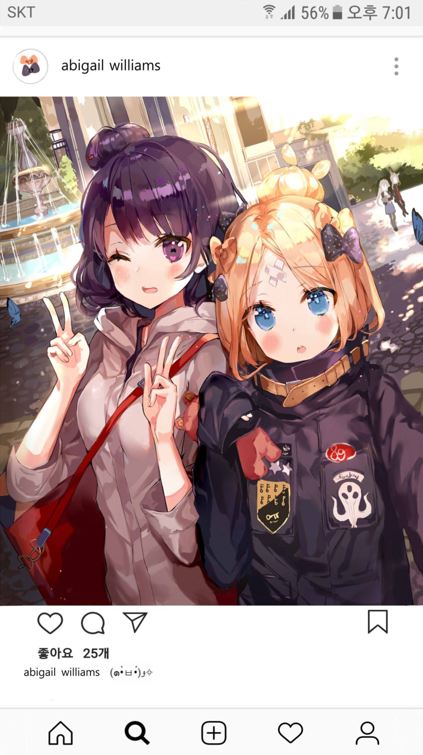 abigail_williams_(fate), b_rock, bandaid, fate/grand_order, katsushika_hokusai_(fate)