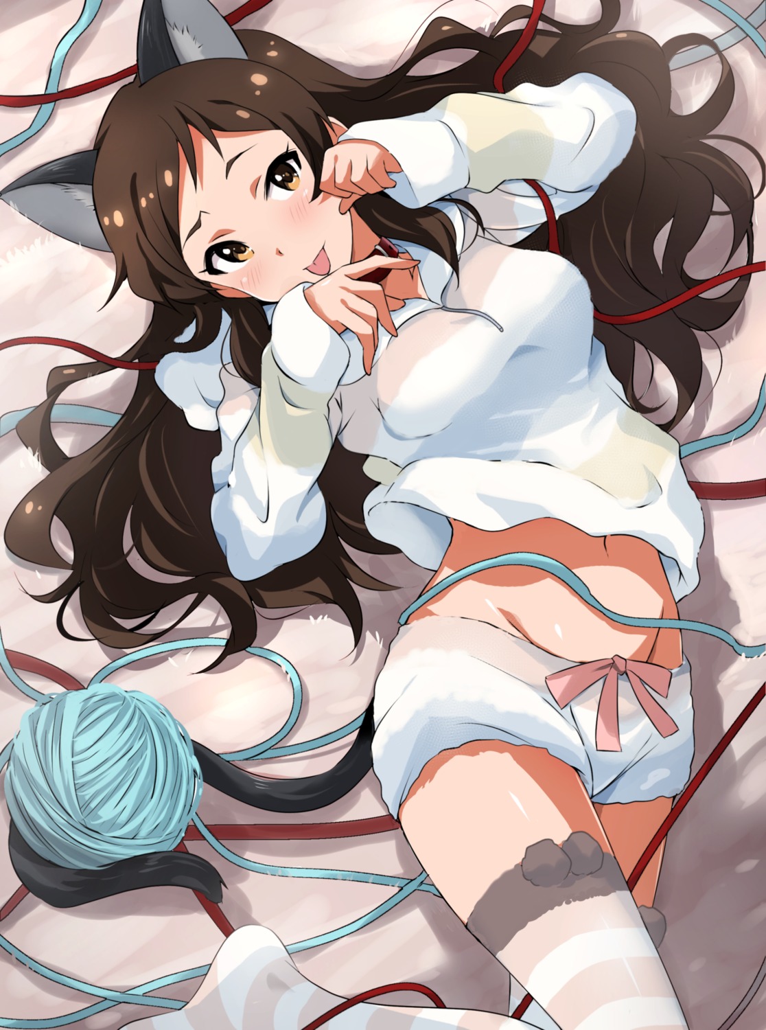 animal_ears, kitazawa_shiho, tail, the_idolm@ster, the_idolm@ster_million_live!, thighhighs, tokiani