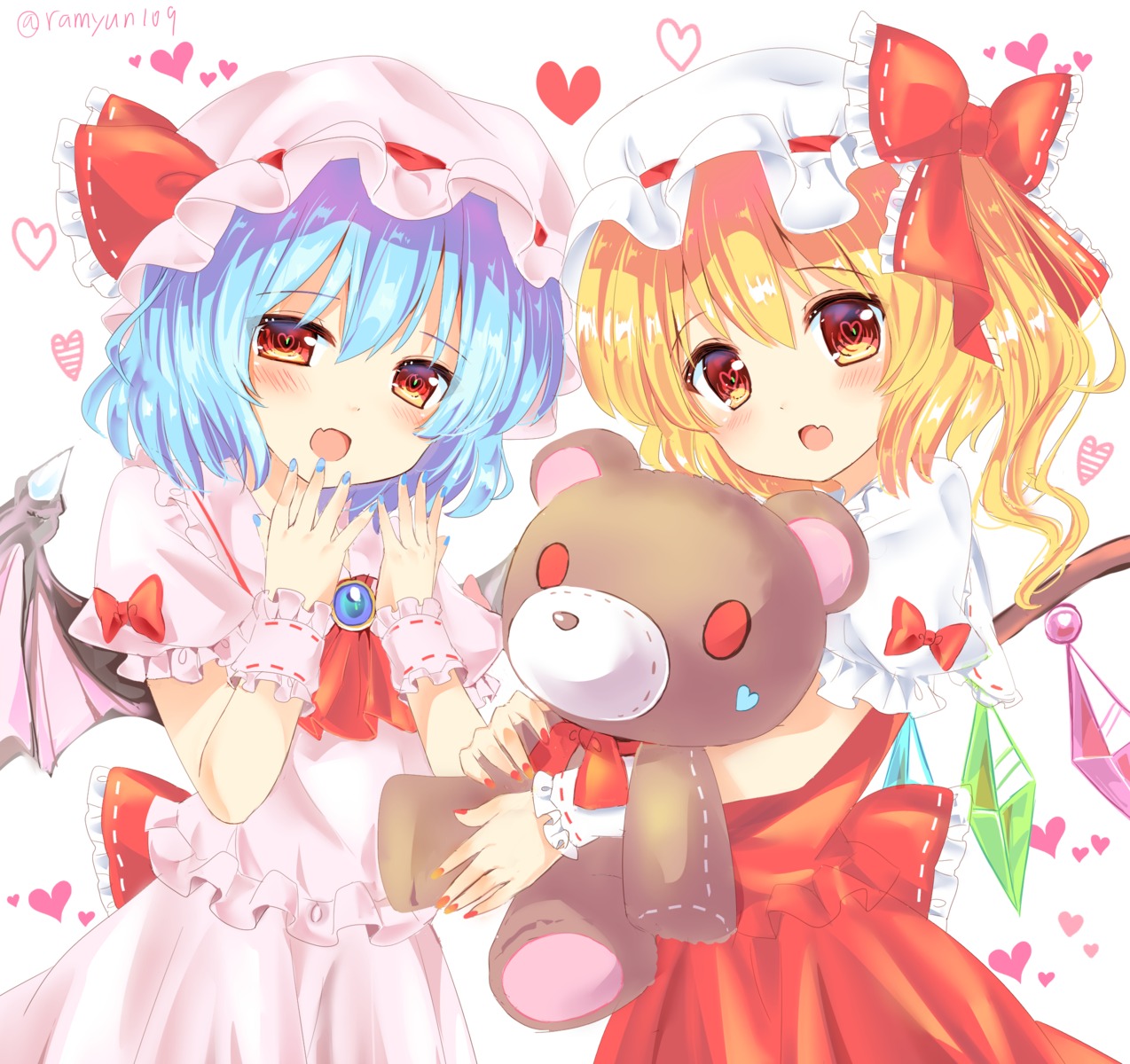 flandre_scarlet, ramudia_(lamyun), remilia_scarlet, touhou, wings