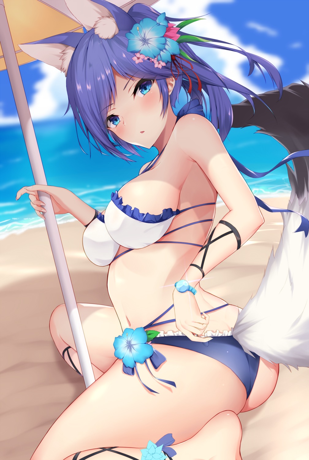 animal_ears, ass, azur_lane, bikini, jintsuu_(azur_lane), ranju_aira, swimsuits, tail