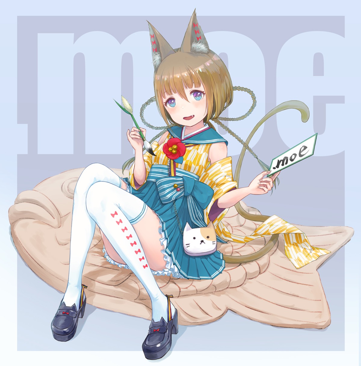 animal_ears, heels, japanese_clothes, rony, tail, thighhighs