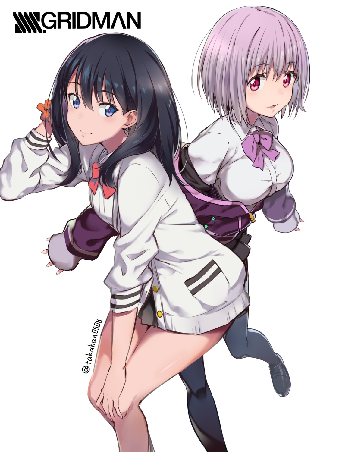 gridman_universe, pantyhose, seifuku, shinjou_akane, ssss.gridman, sweater, takahan, takarada_rikka