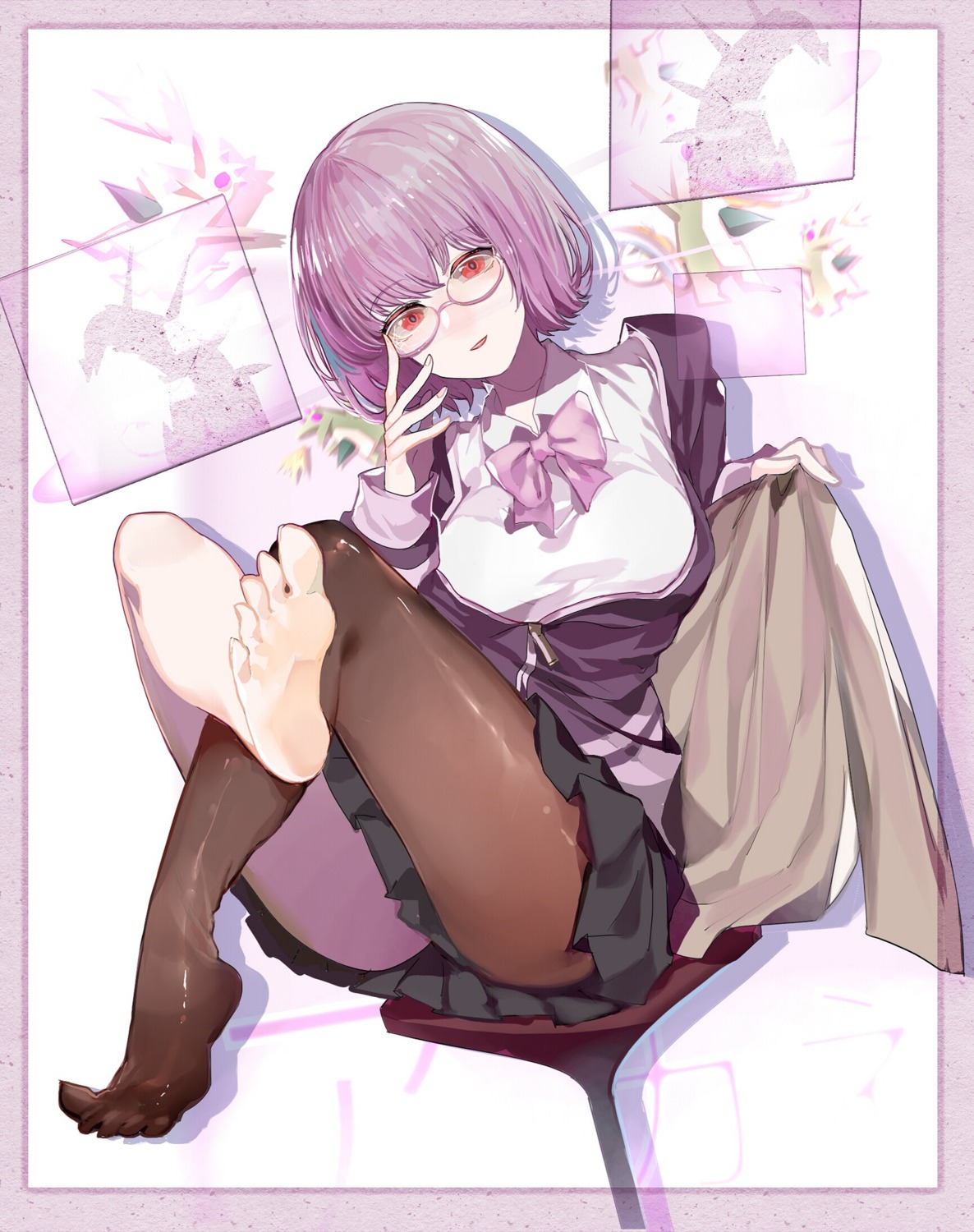 feet, gridman_universe, megane, seifuku, shinjou_akane, ssss.gridman, wu_se_bu_hui_(940164887)