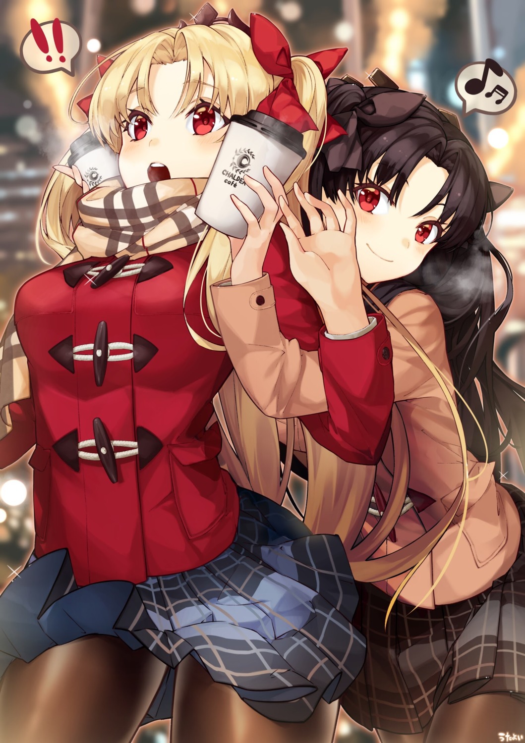 ereshkigal_(fate), fate/grand_order, ishtar_(fate), pantyhose, seifuku, utayoi_(umakatare)