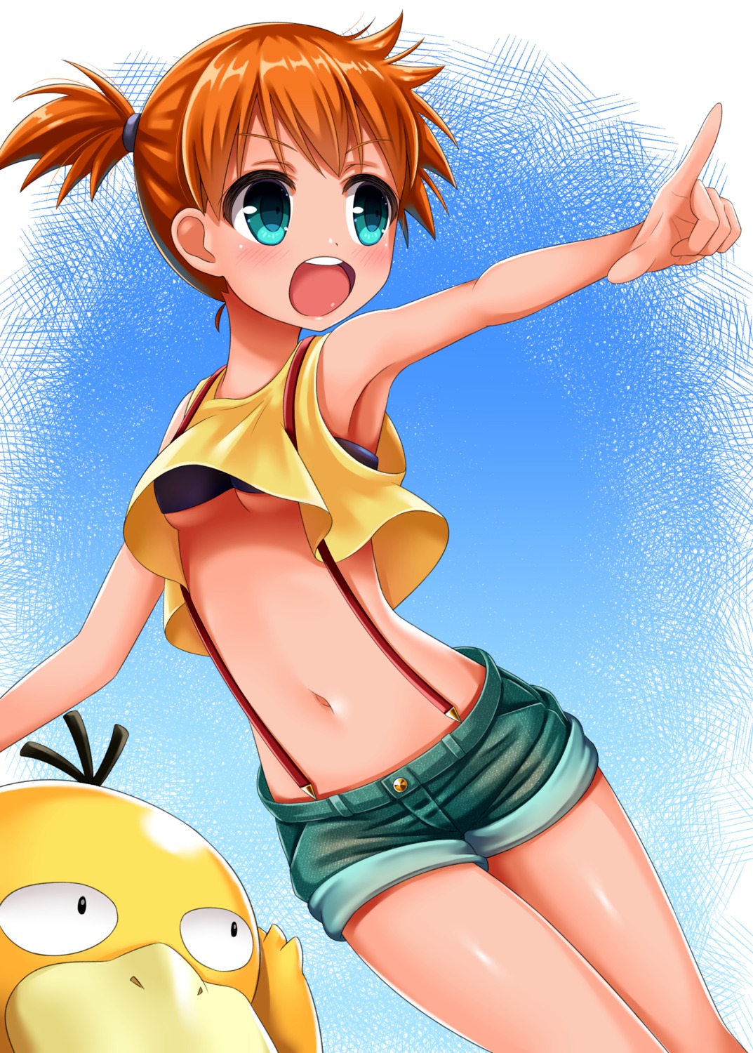 bluebird_(bluebird90), bra, kasumi_(pokemon), pokemon, pokemon_frlg, pokemon_rgby, shirt_lift, underboob