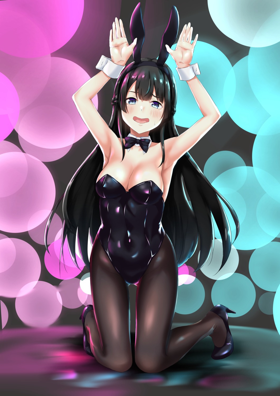 animal_ears, bunny_ears, bunny_girl, heels, meri-san, nijisanji, pantyhose, tsukino_mito