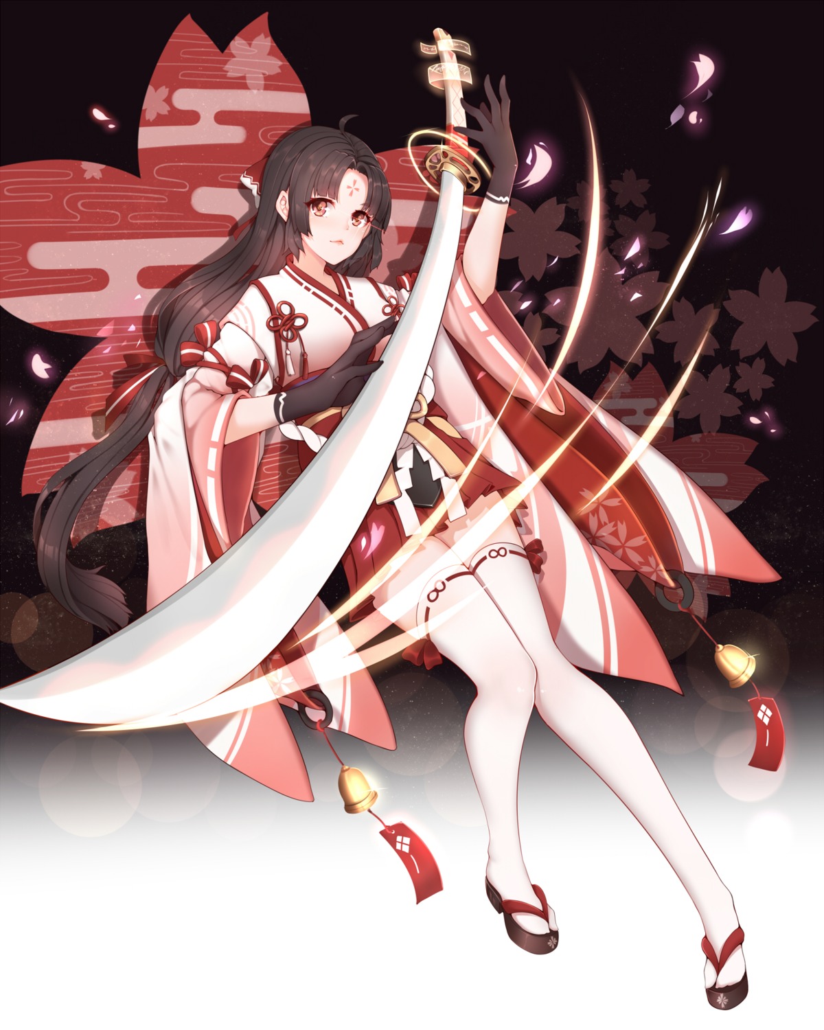 hanami_dango_(zzldango), japanese_clothes, onmyouji, sword, thighhighs, yoto_hime_(onmyouji)